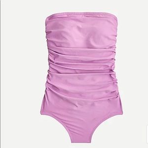 J. Crew Ruched bandeau one-piece swimsuit orchid